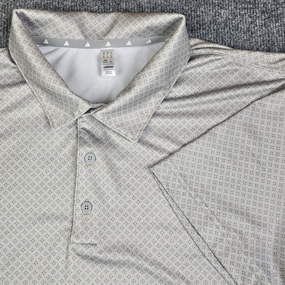 Adidas Golf Ultimate 365 Polo Shirt Mens XL Gray Polo-Dot Print Short Sleeve UPF